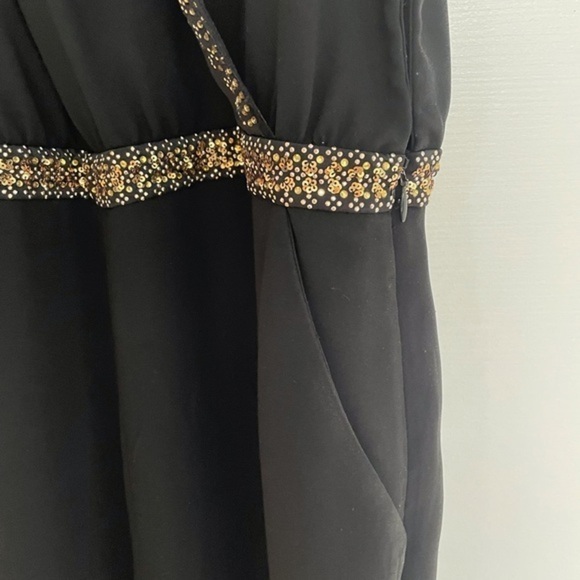 DVF Diane Von Furstenberg Silk Caroline Jewel Embellished Black Jumpsuit Size 12 - Picture 7 of 16